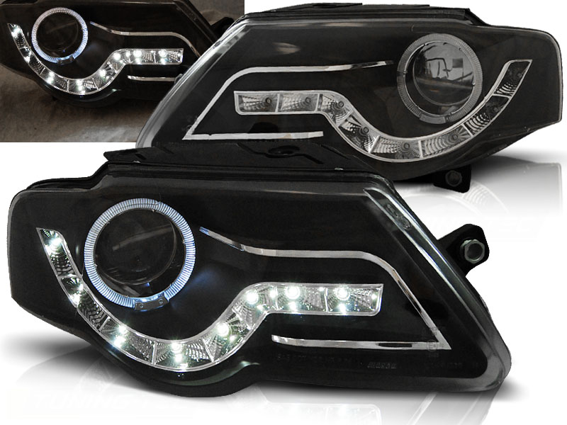 Scheinwerfer Tagfahrlicht Design LED schwarz passt für VW Passat
