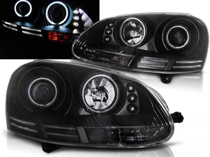 VW Golf 5, Jetta, Angeleyes Scheinwerfer outlet LED Tagfahrlicht,Schwarz