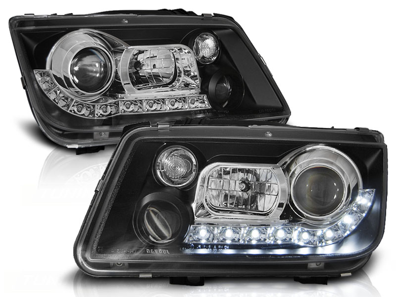 LED Angel Eyes Scheinwerfer für VW Bora 98-05 schwarz