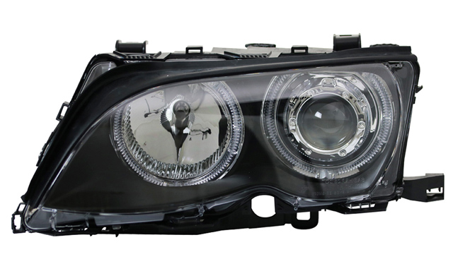 Scheinwerfer LED Angel Eyes für BMW 3er E46 Limo Touring Bj. 01-05 Schwarz
