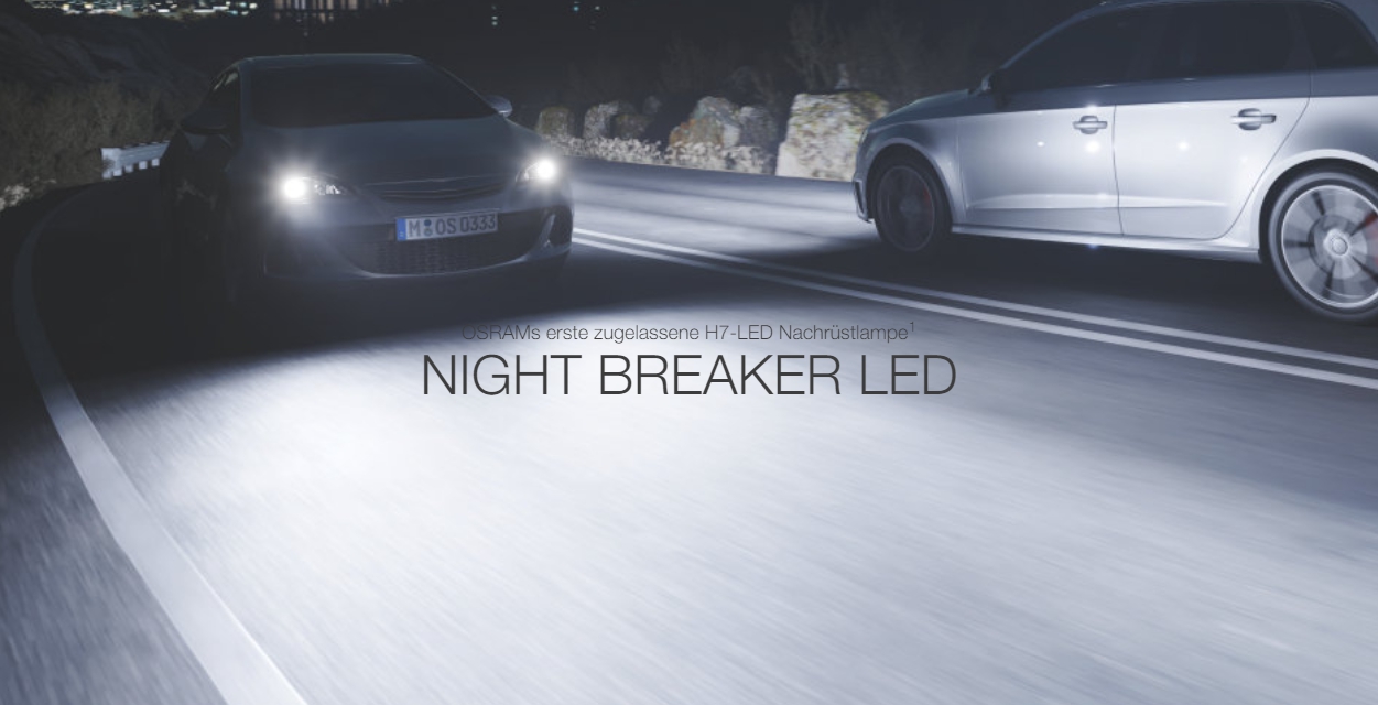 OSRAM Night Breaker H7 LED Nachrüstlampen + Adapter für Mercedes W204 S204  2011