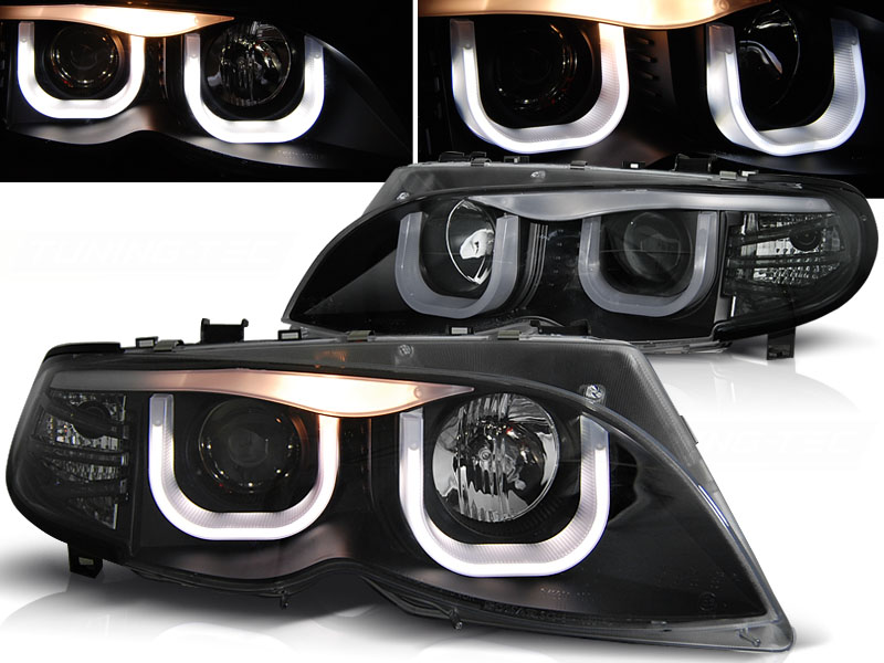 Led 3D Angel Eyes Scheinwerfer schwarz für BMW 3er E90 E91 Limo