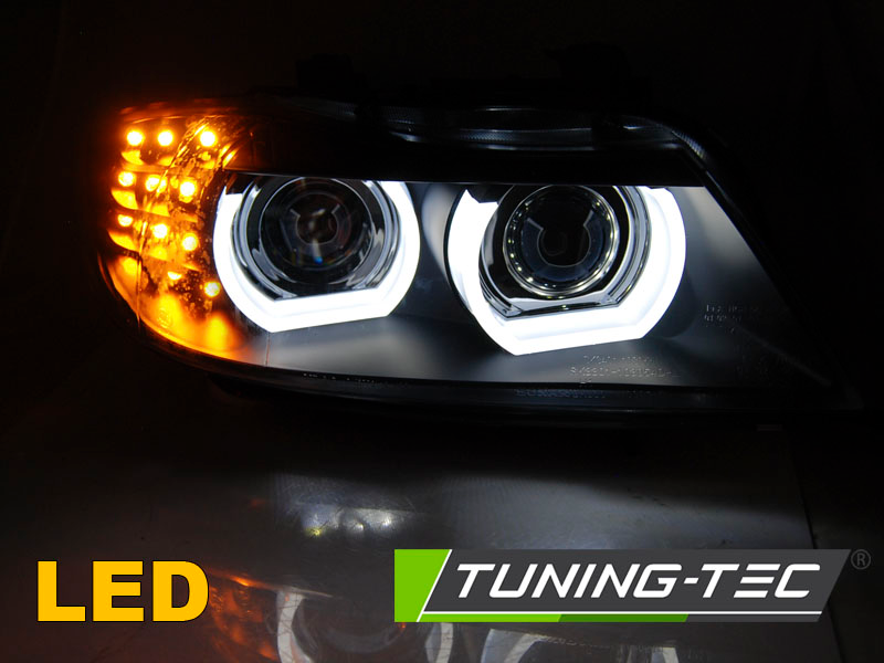 DEPO LED Angel Eyes Scheinwerfer für BMW E90 Limo E91 Touring schwarz