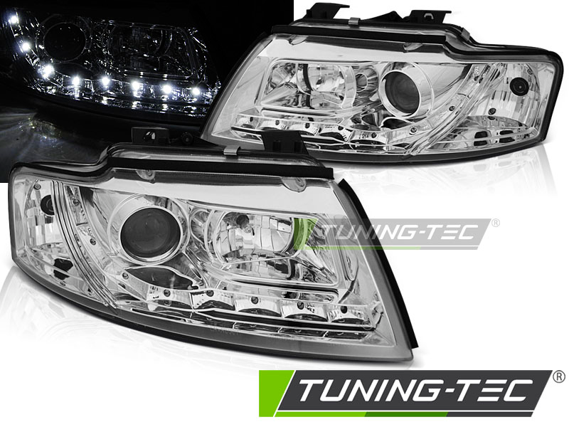 Scheinwerfer LED Tagfahrlicht Optik für Audi A4 B6 Cabrio 8H 02-06 Chrom, A4 B6 Cabrio (8H), A4, Audi, Scheinwerfer